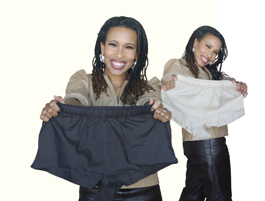 Two women holding Everybottom boxers